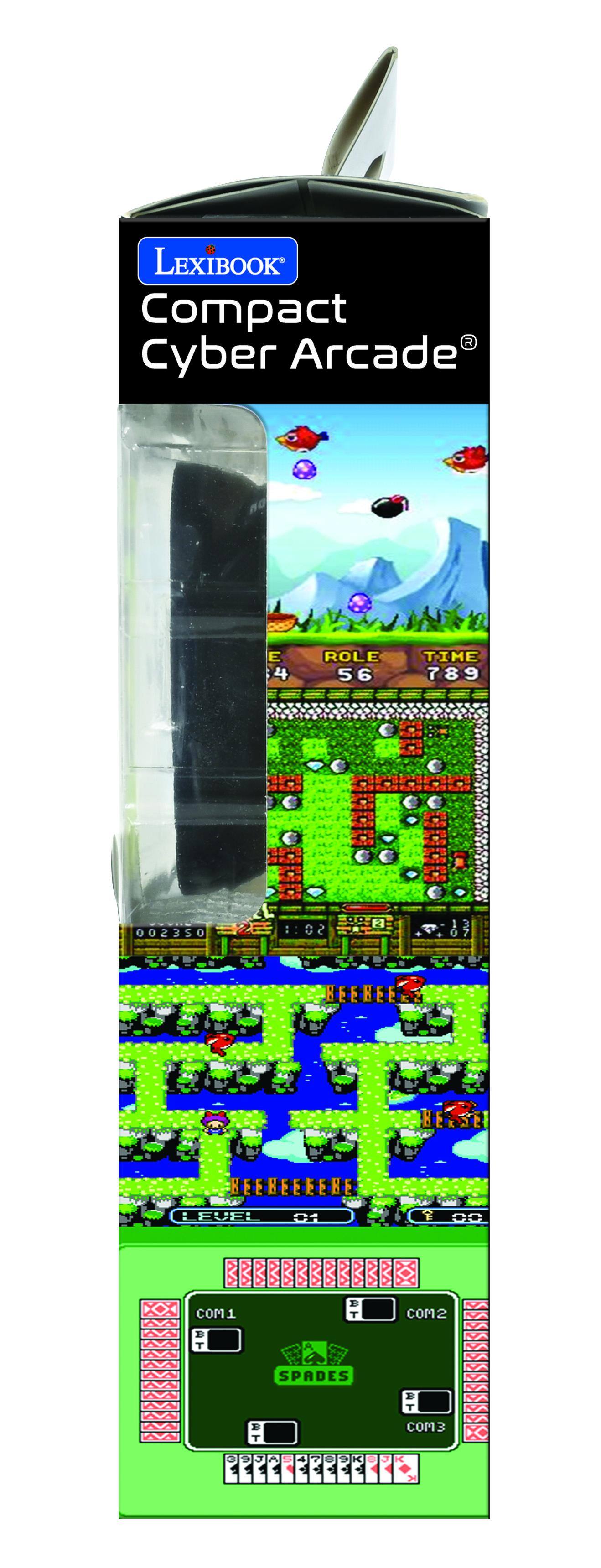 LEXIBOOK Compact R Cyber Arcade E  
4 ROLE 56 TIME 789  
HEEREERE BERSE HEEBEEEERE 2  
EUE: 01 1 00  
COM 1 2 T > > D  
COM2 SPADES D T  
COM3 3  
J A C 4 2 - - - K - - H Y