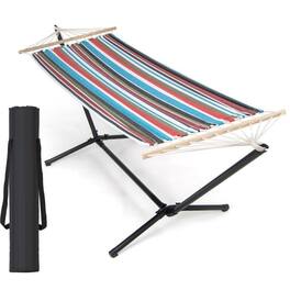 Hivvago - Portable Poly-Cotton Hammock with Stand and Carrying Case - Multicolor