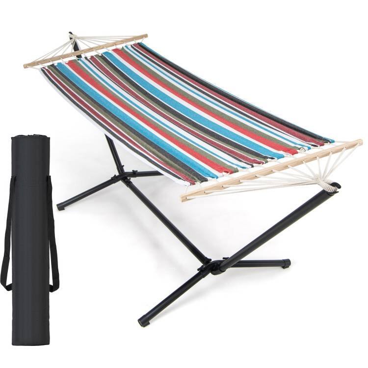 Front. Hivvago - Portable Poly-Cotton Hammock with Stand and Carrying Case - Multicolor.