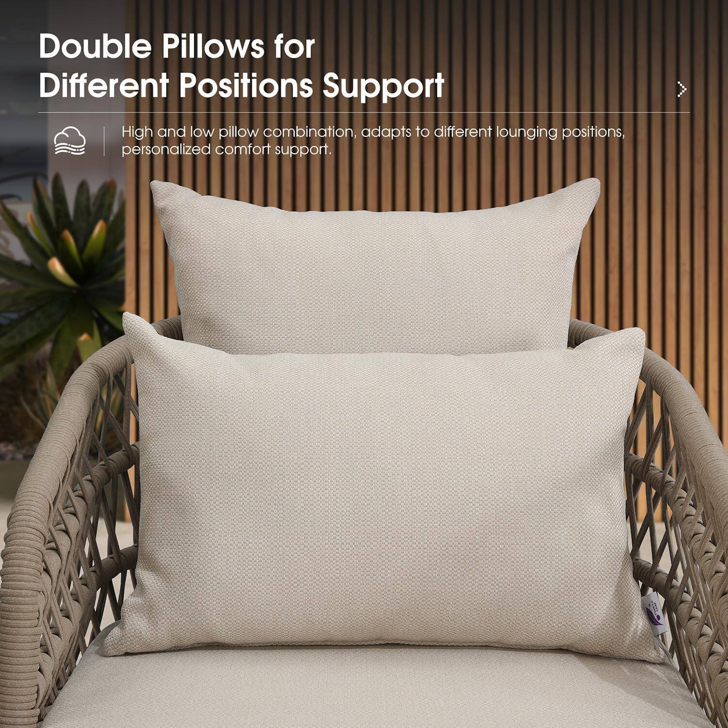 Double Pillows for Different Positions Support

High and low pillow combination, adapts to different lounging positions, personalized comfort support.