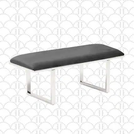 Front. Elle Decor - Elle Decor Remi Bench, Dark Grey - Dark Gray.