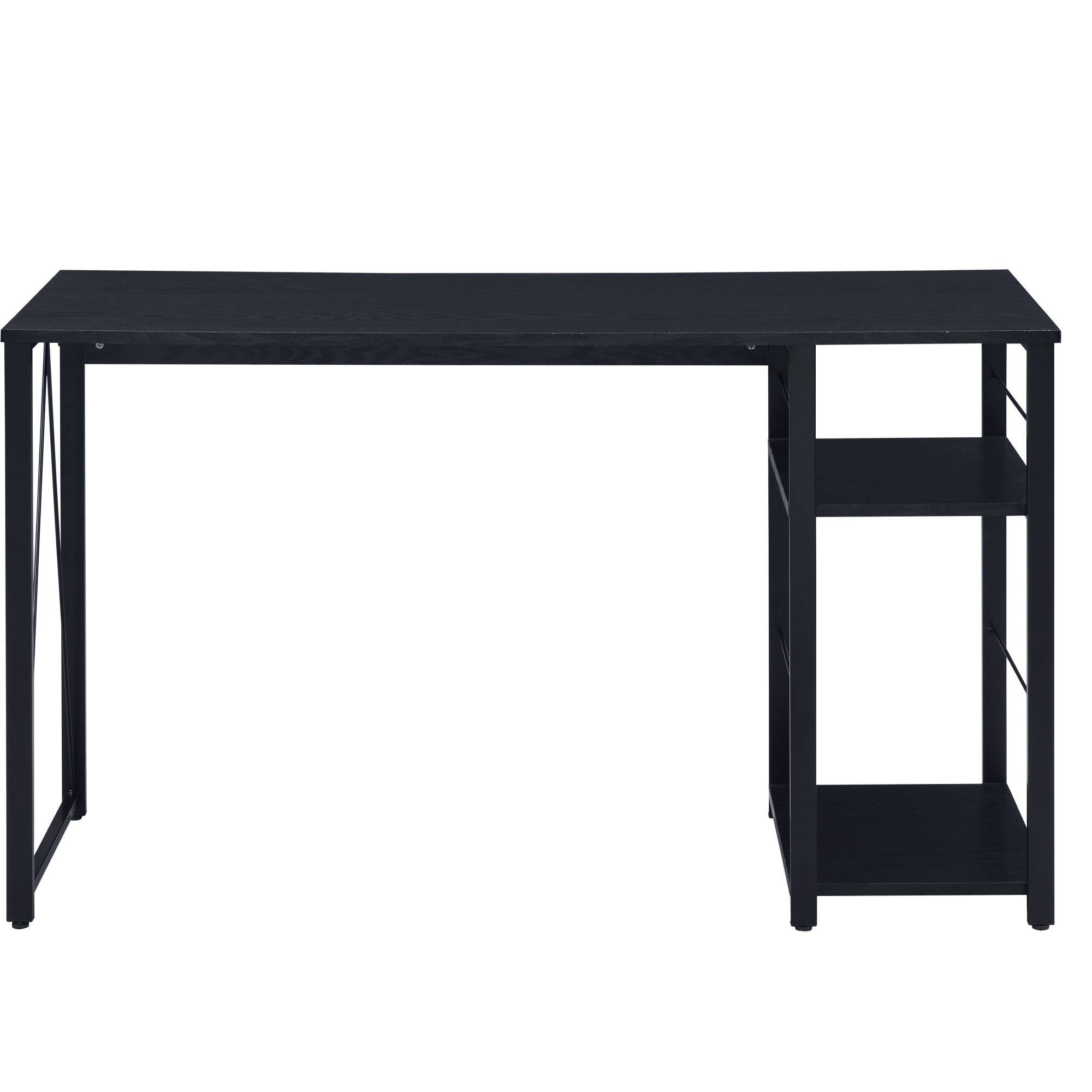 Alt View 2. GOODSILO - Two-Tier Writing Desk with Metal Open Base Design - Black.