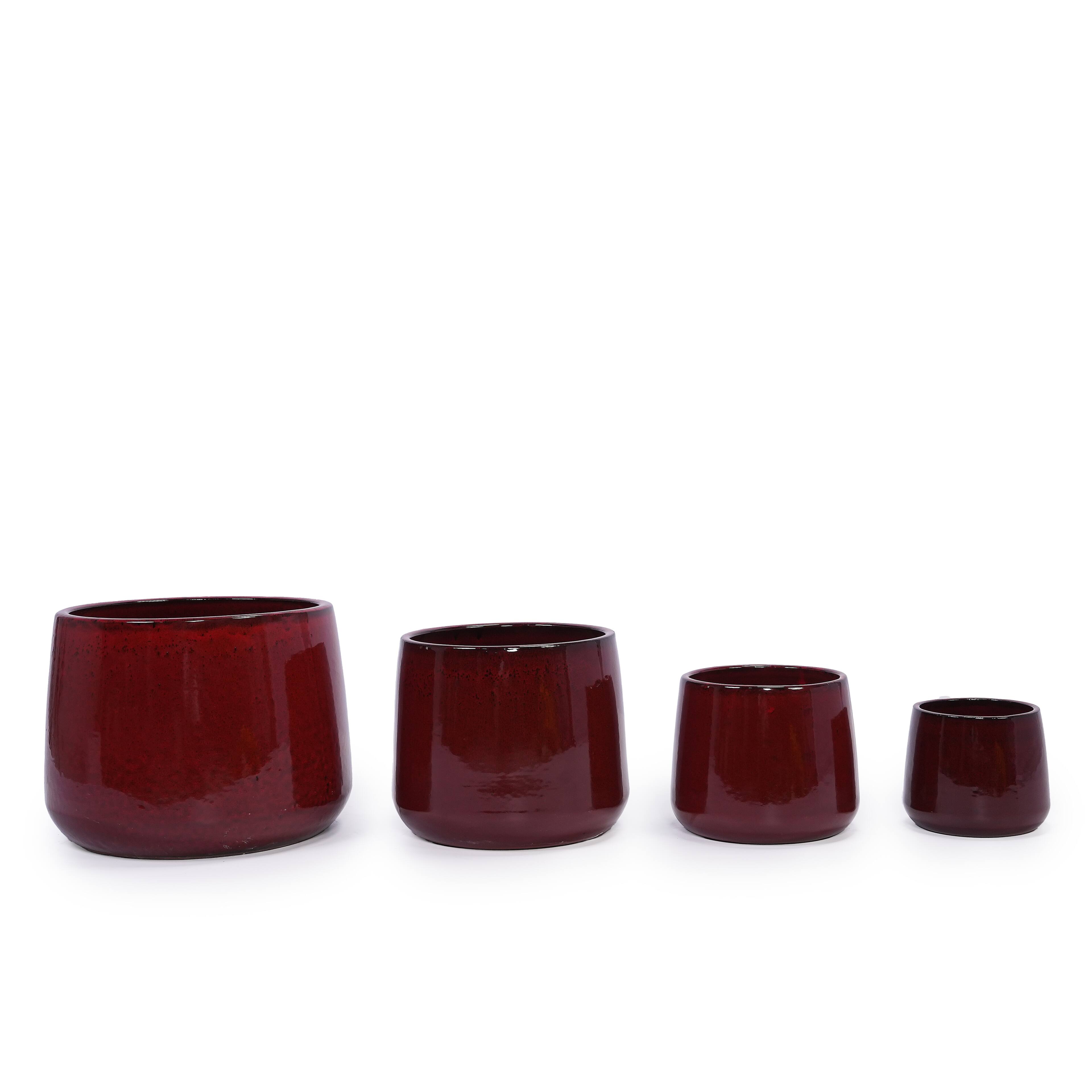 Alt View 7. Loheer - Loheer Ceramic Flower Pot Set, Handmade Red Glazed Planters, Set of 4 Breathable Clay Pots for Indoor Outdoor Flowers.