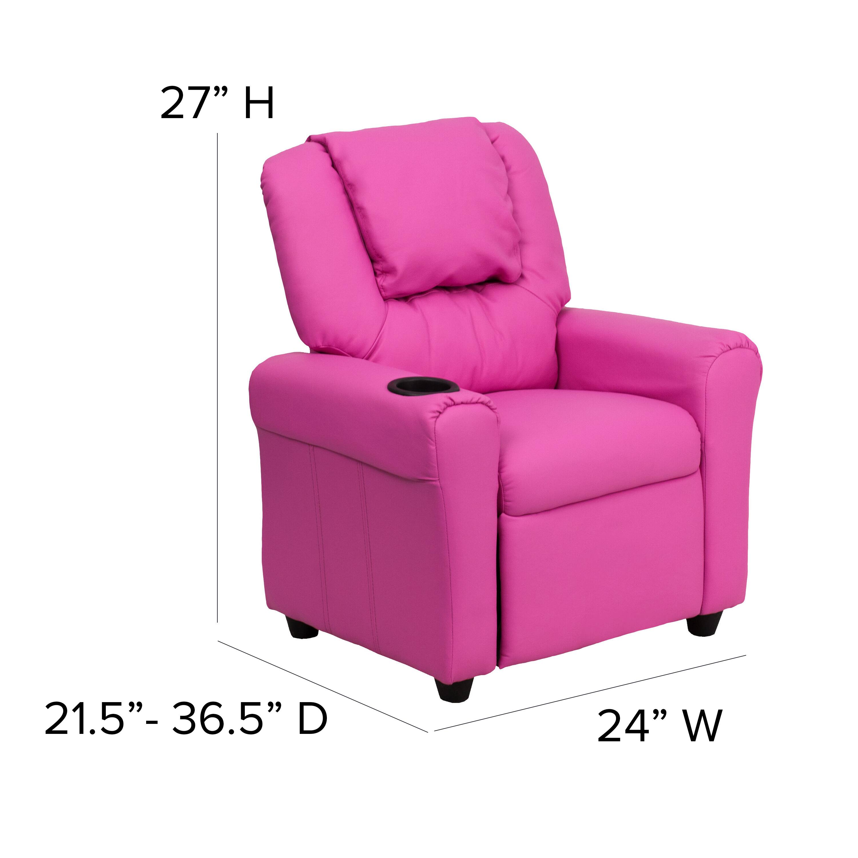 Alt View 12. Alamont Home - Contemporary Kids Recliner with Cup Holder and Headrest - Hot Pink Vinyl.