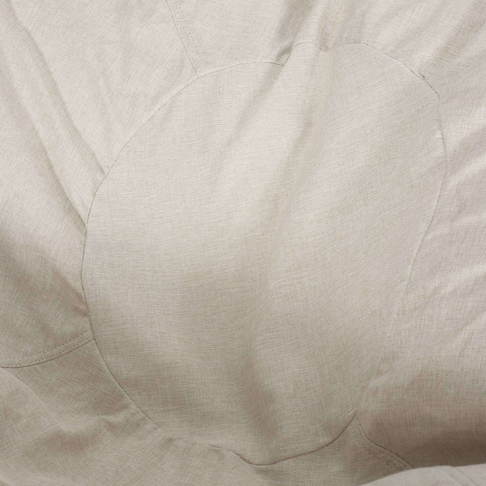 Angle. GOODSILO - Large Round Bean Bag Chair with Dual-Tone Fabric and Faux Leather Upholstery for Ultimate Comfort and Style - Brown+Beige.