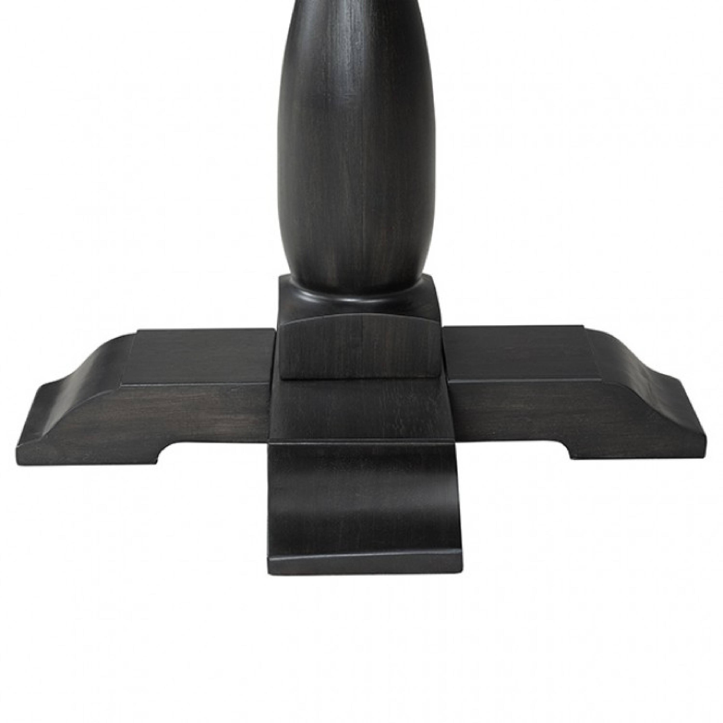 Left. Manhattan Lane - Ginie Round End Table, Rustic Black Brown Solid Rubberwood, 24 Inch - Black, Brown.