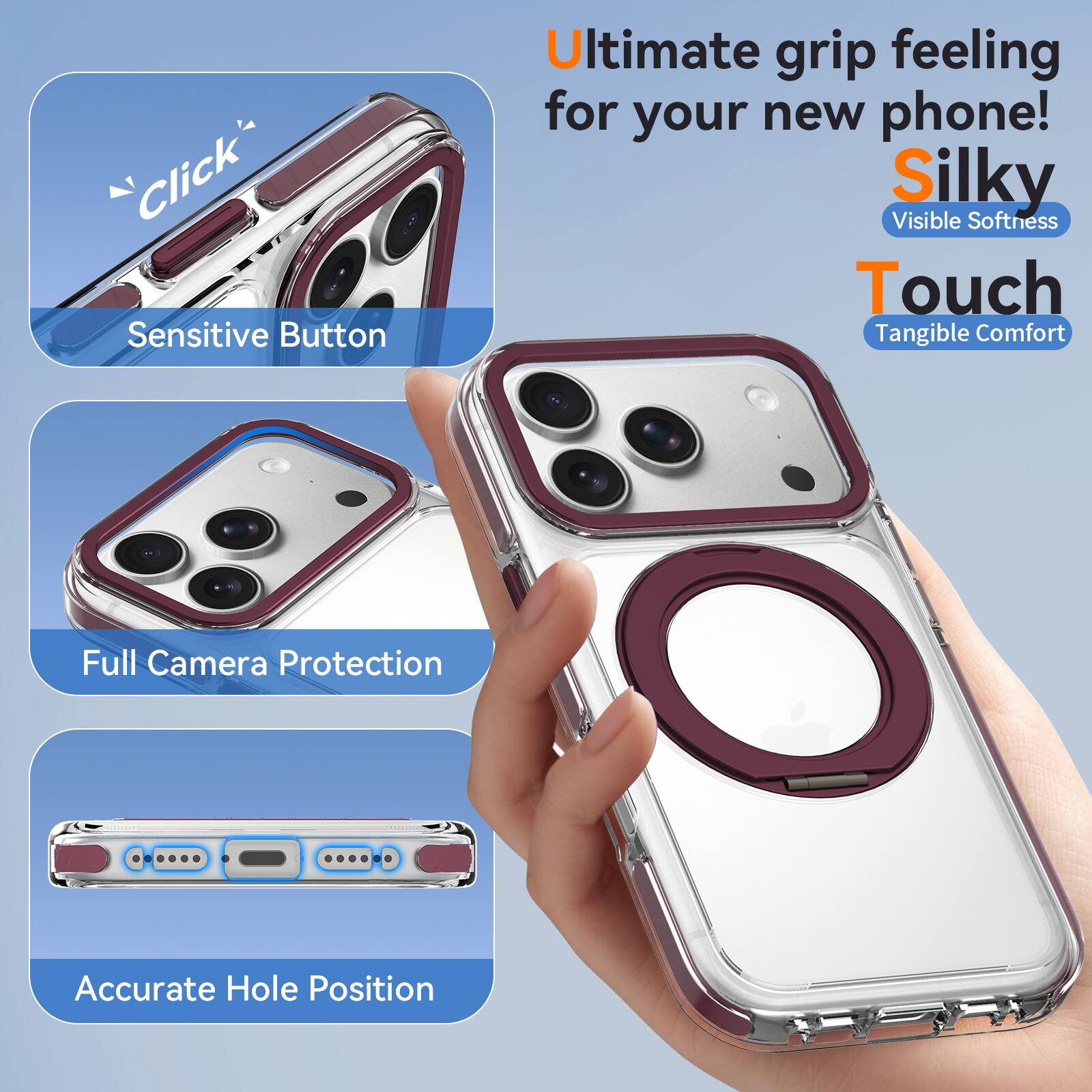 UUCOVER Magnetic Case for Apple iPhone 18 Pro,Shockproof TPU+PC Ring ...