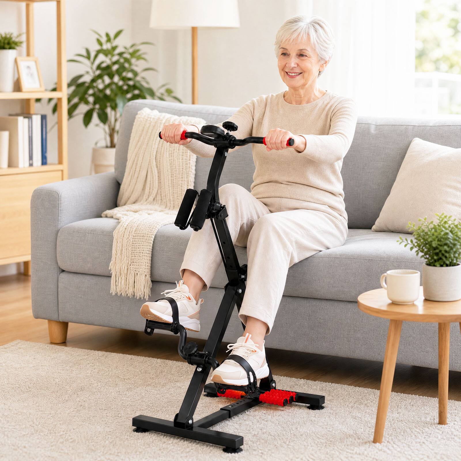 Alt View 3. Costway - Costway Arm and Leg Pedal Exerciser Bike for Seniors, Sitting Upper & Lower Limb Trainer - Black + Red.