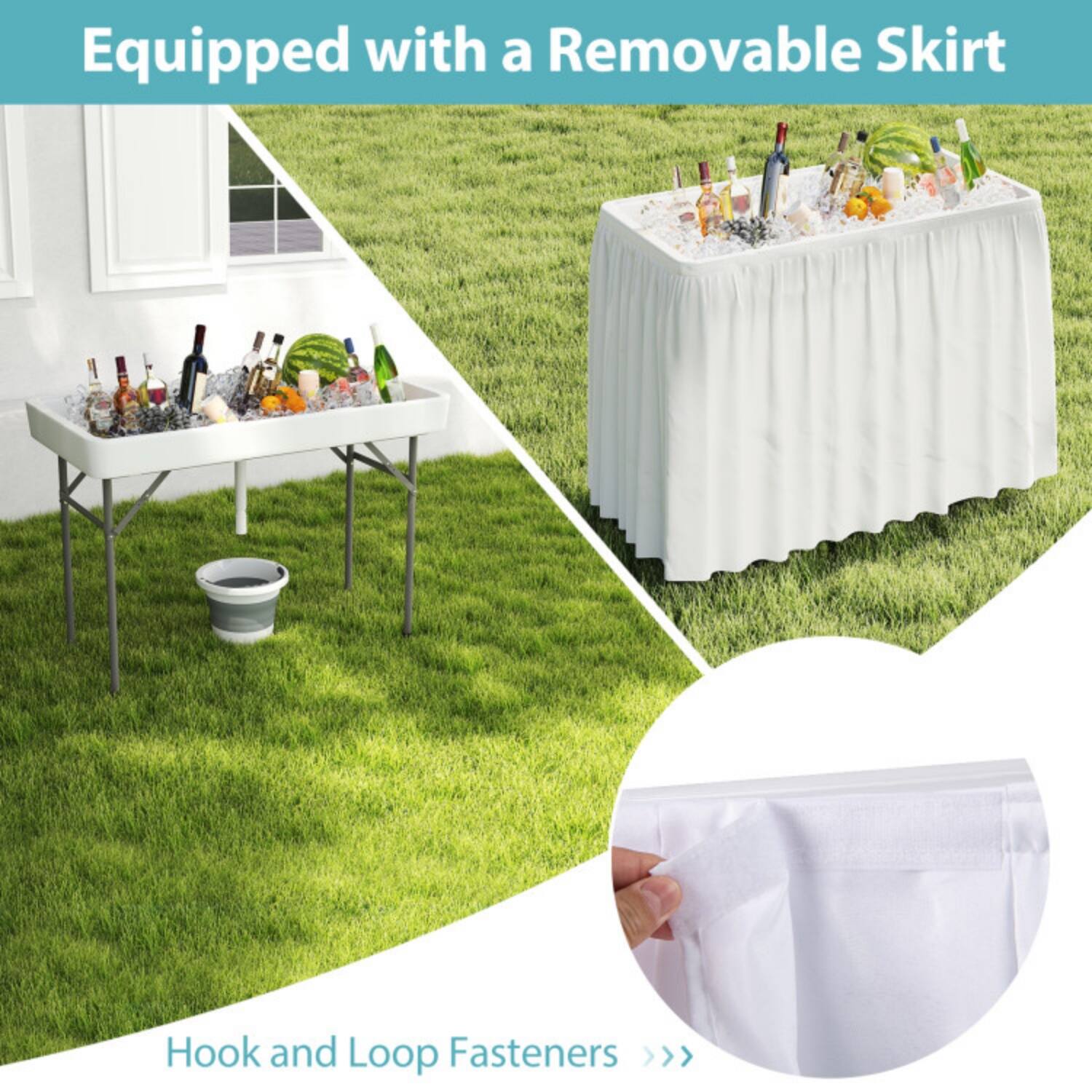 Equipped with a Removable Skirt  
Hook and Loop Fasteners