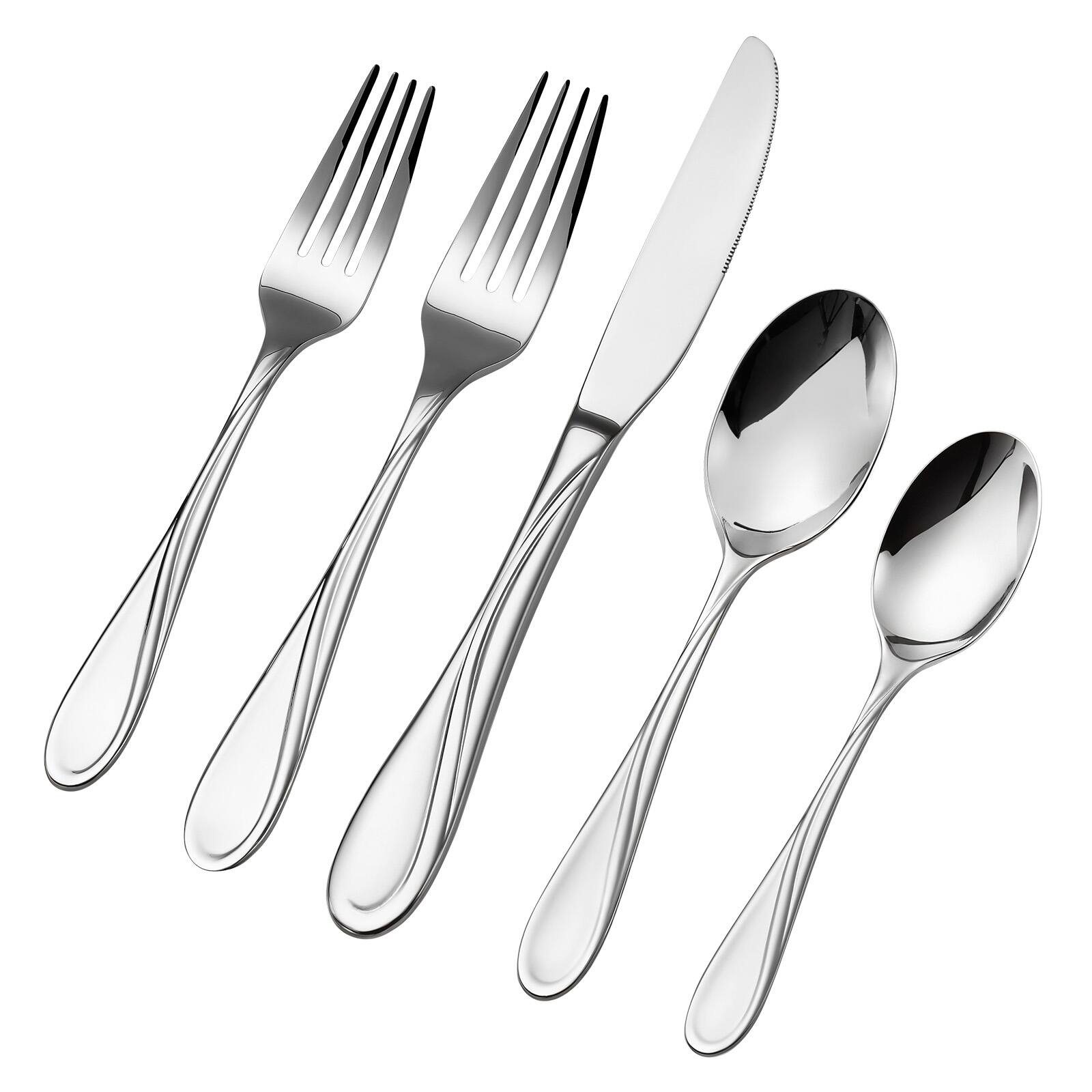 Alt View 5. VEVOR - 65-Piece Silverware Set, Food-Grade Stainless Steel Flatware Utensils, Mirror Finished Cutlery Set - Stainless Steel.