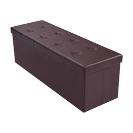 Kadyn - 45 Inches Large Folding Ottoman Storage Seat - Folding Footstools,Multi-Functional Ottoman for Entryway - Brown