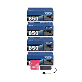 Brother Mobile Solutions - Brother Genuine TN850 High-Yield Black Toner Cartridge 4-Pack with Accessories