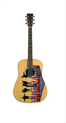 The Beatles - Axe Heaven Fab Four Help! Tribute Mini Acoustic Guitar Replica FF-003 - Collectibles - Multicolor
