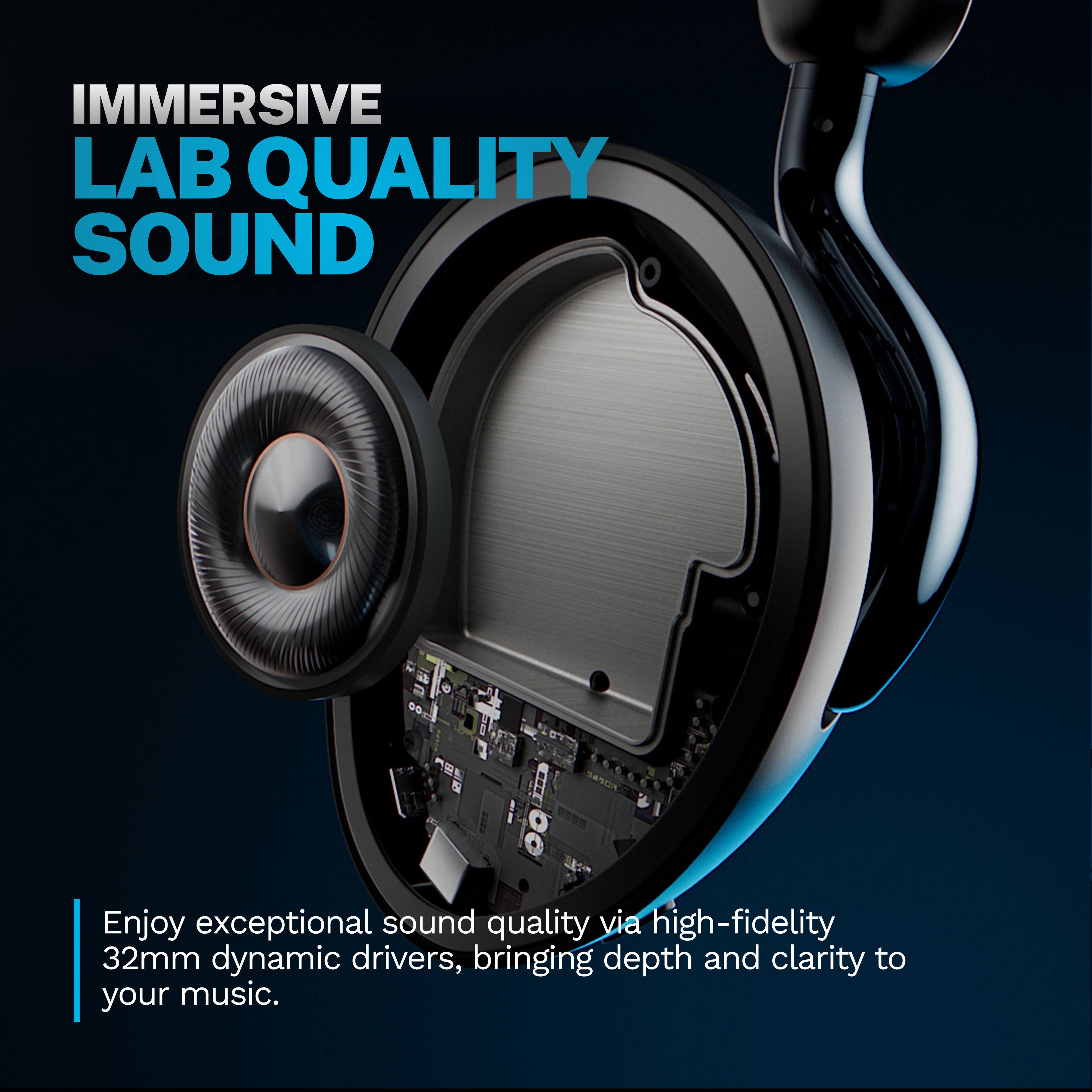 IMMERSIVE LAB QUALITY SOUND

Enjoy exceptional sound quality via high-fidelity 32mm dynamic drivers, bringing depth and clarity to your music.