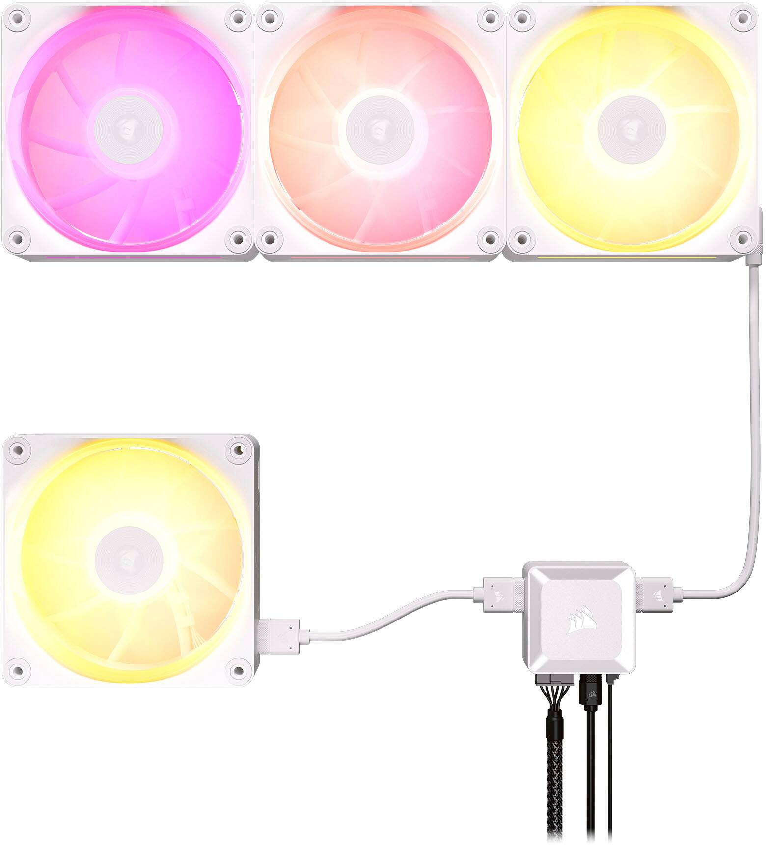Alt View 18. CORSAIR - CUE LINK LX120 RGB 120mm PWM Fans Starter Kit (3-pack) - White.