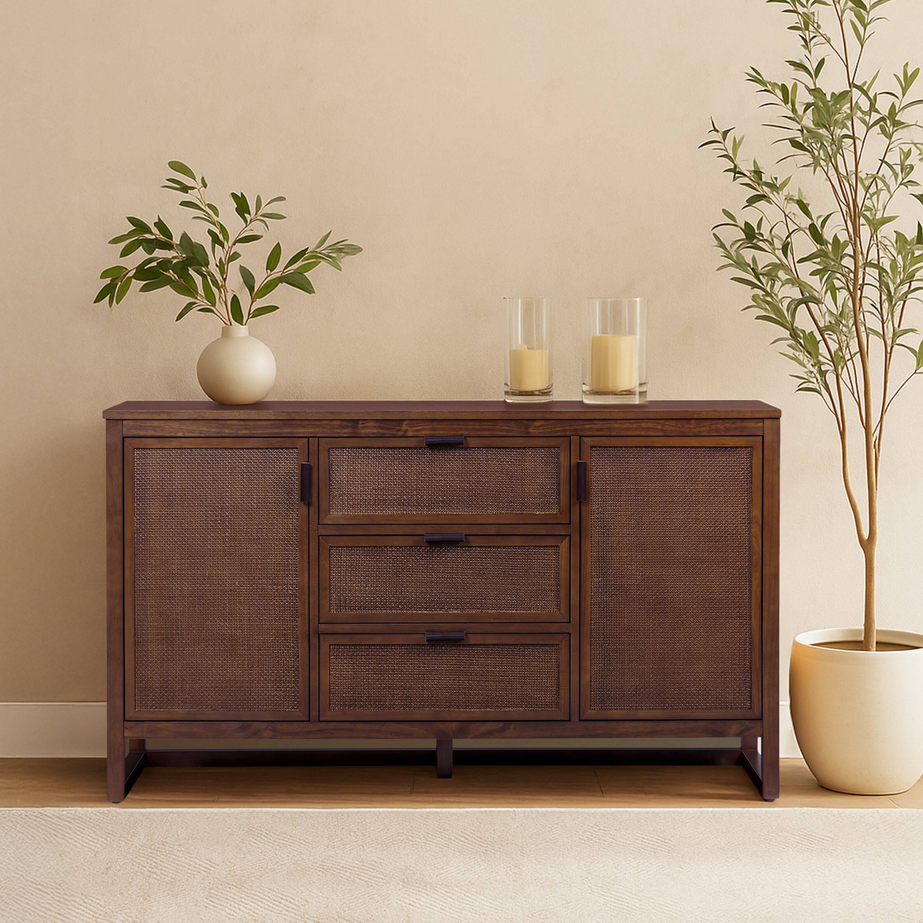 Front. Teamson Home - Teamson Home Hatteras Sideboard with 3 Drawers and 2 Doors, Walnut - Brown.
