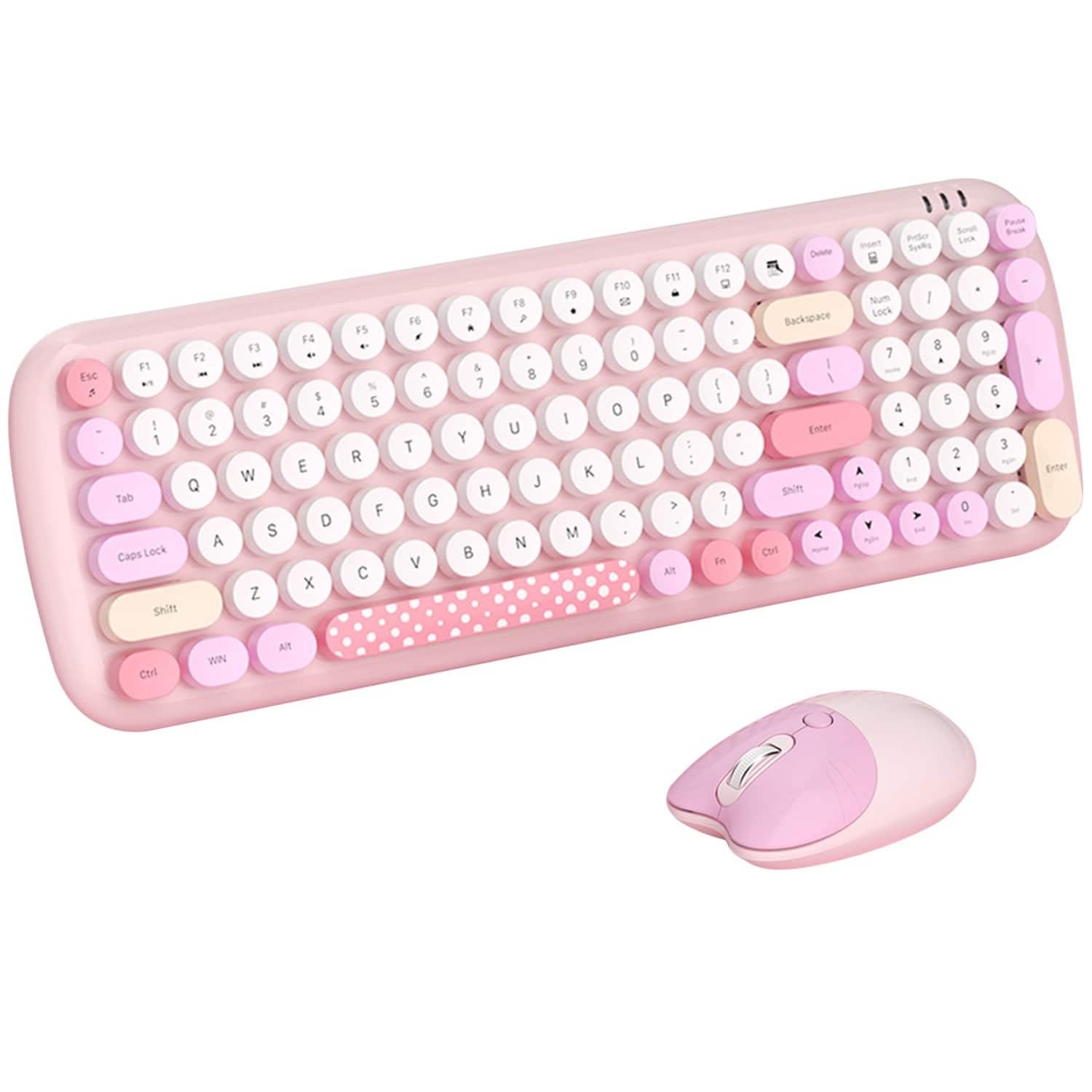SaharaCase - Wireless Keyboard & Mouse Combo | Colorful 100 Keys Full Keyboard | Soft Click | USB & Type-C Adapter - Pink
