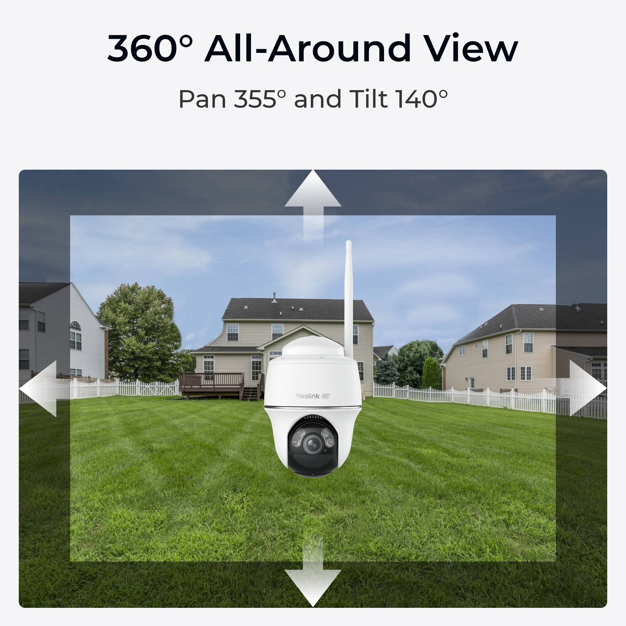 360° All-Around View  
Pan 355° and Tilt 140°