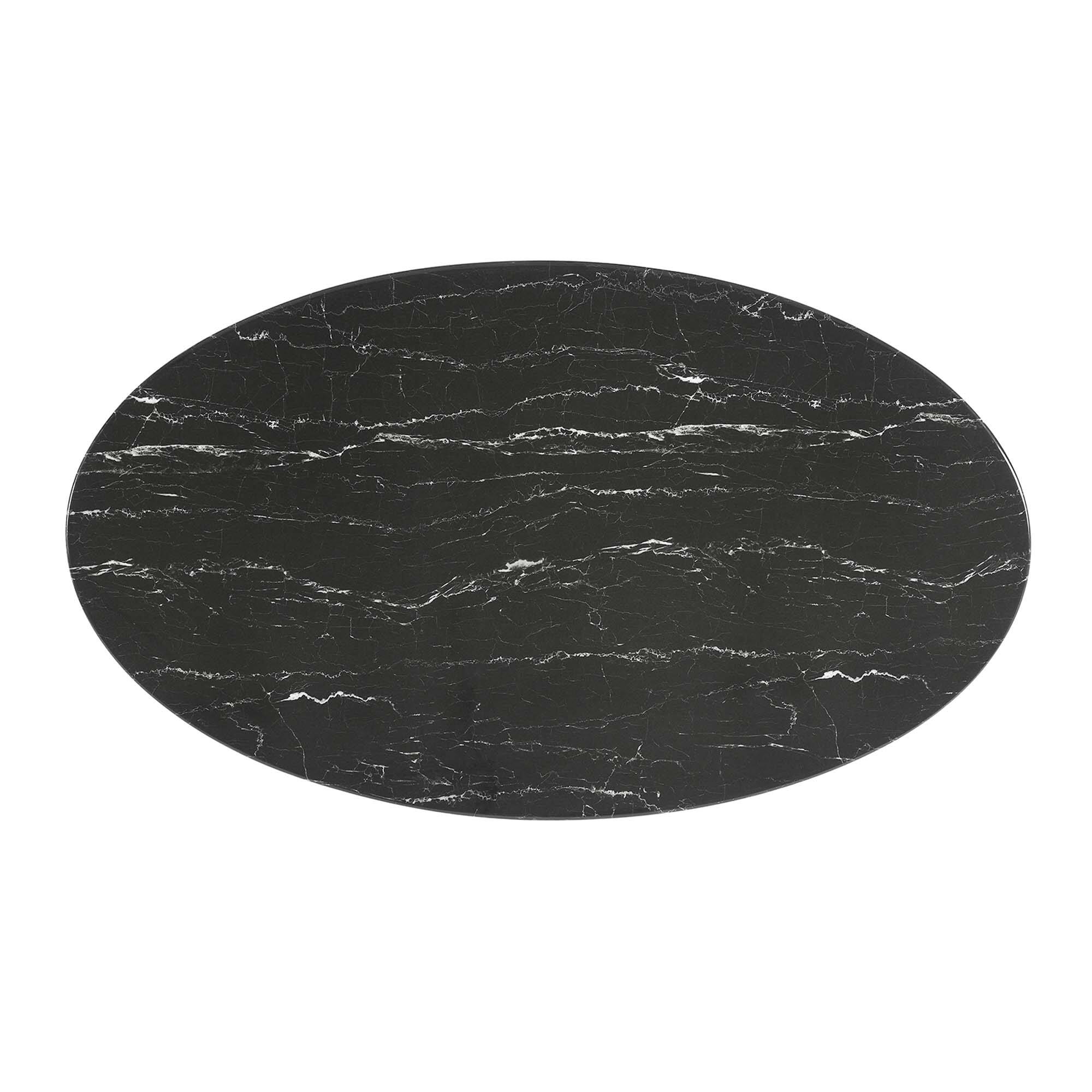 Back. Modway - Lippa 54" Oval Faux Marble Dining Table by Modway - Black Black.