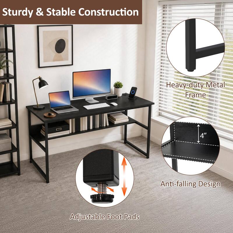 Sturdy & Stable Construction  
Heavy-duty Metal Frame  
4" Anti-falling Design  
Adjustable Foot Pads