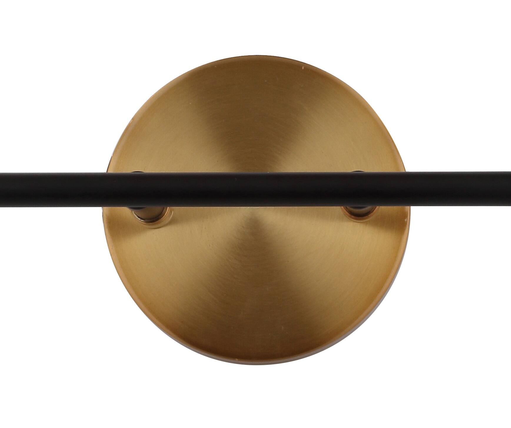 Alt View 5. Jonathan Y - Caleb 18" 2-Light Contemporary Transitional Iron/Glass LED Vanity Light, Brass Gold/Black - Black/Brass Gold.