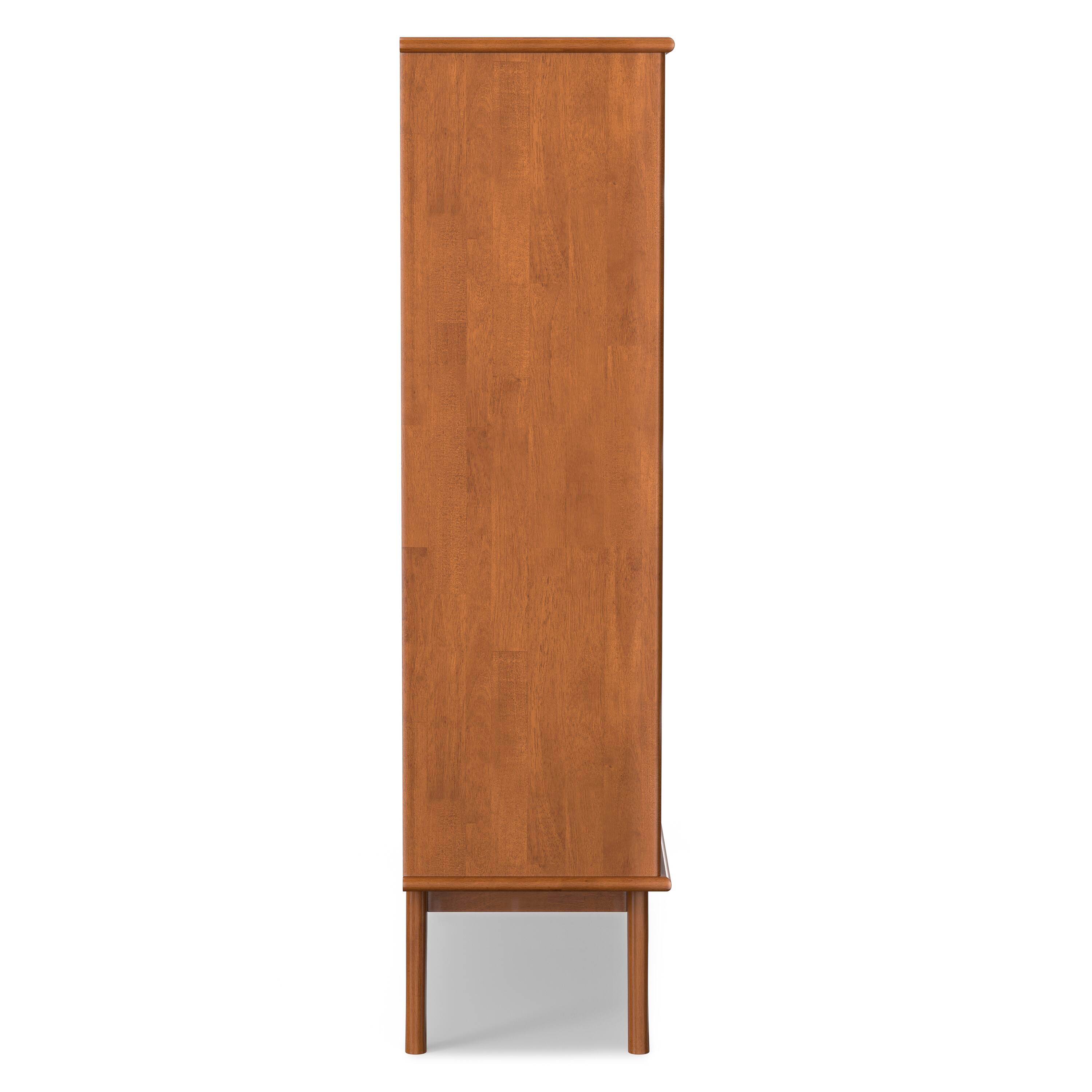 Alt View 2. Simpli Home - Draper 42 inch Wide Solid Hardwood Mid-Century Storage Bookcase in Teak Brown - Teak Brown.