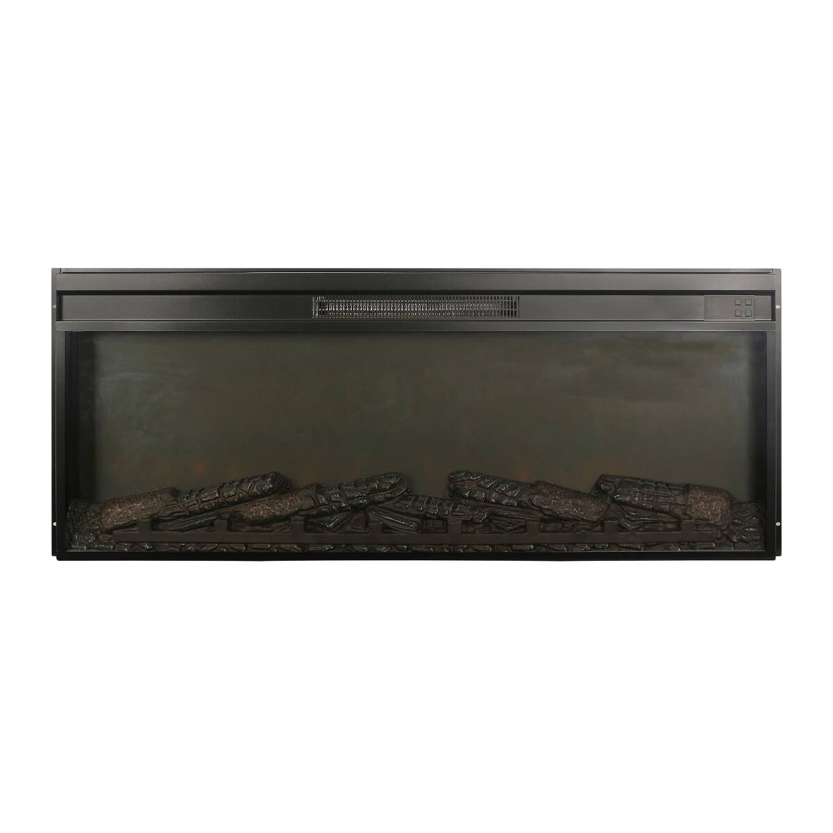 Alt View 3. Loheer - Loheer 42 inch electric fireplace insert ultra thin heater with log set - Antique Black.