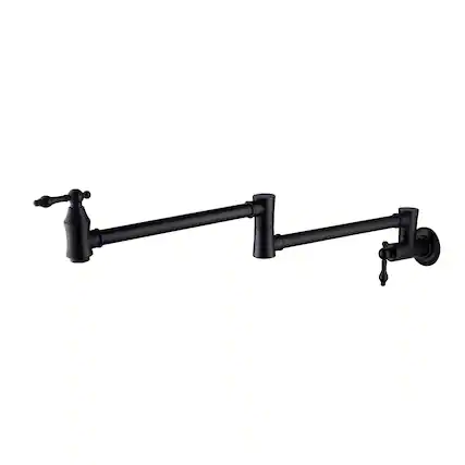 Front. Siljoy - Wall Mount Folding Kitchen Pot Filler Faucet - Matte Black.