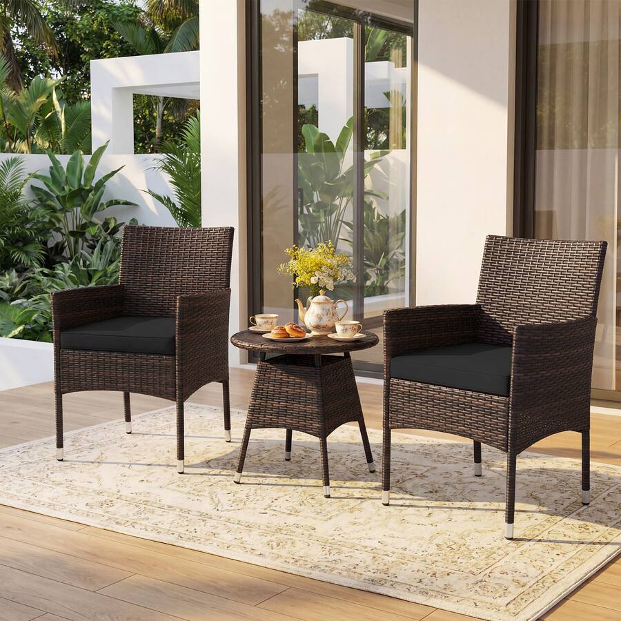 Fading Numbers Costway 3 Piece Patio Furniture Set, Hand Woven PE Wicker Conversation ...