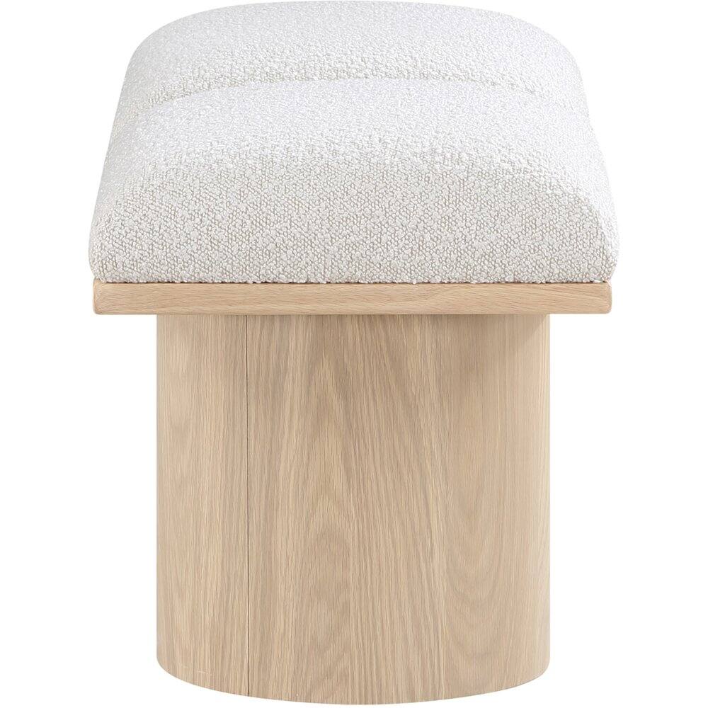 Left. Meridian Furniture - Pavilion Cream Boucle Fabric Bench - Cream Boucle Fabric.