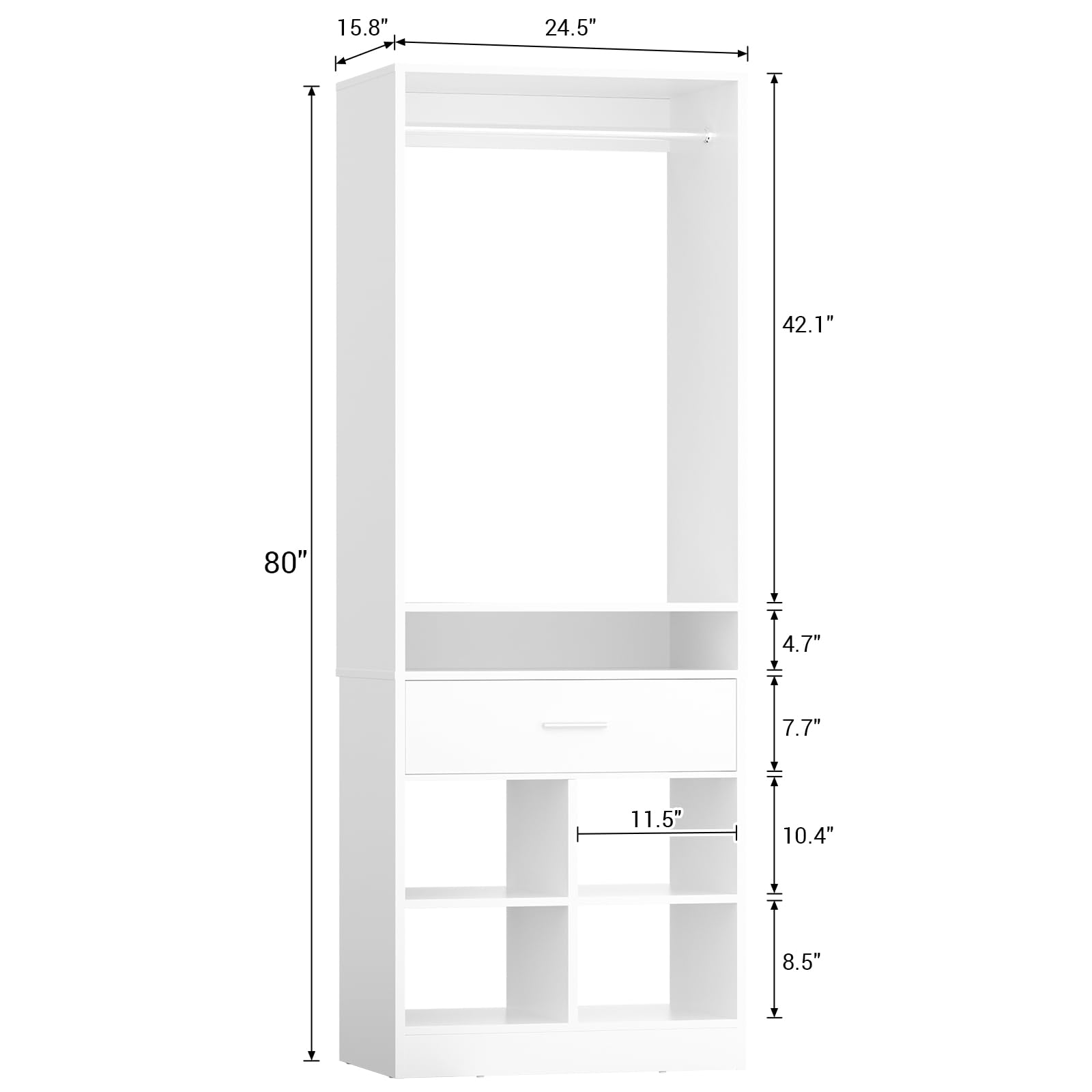 15.8" 24.5" 42.1" 80" 4.7" 7.7" 11.5" 10.4" 8.5"