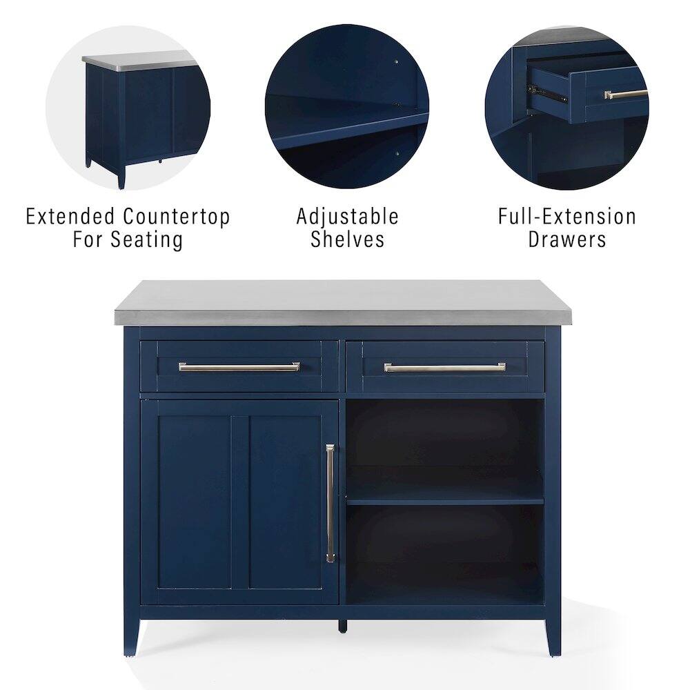 Extended Countertop For Seating Adjustable Shelves Full-Extension Drawers