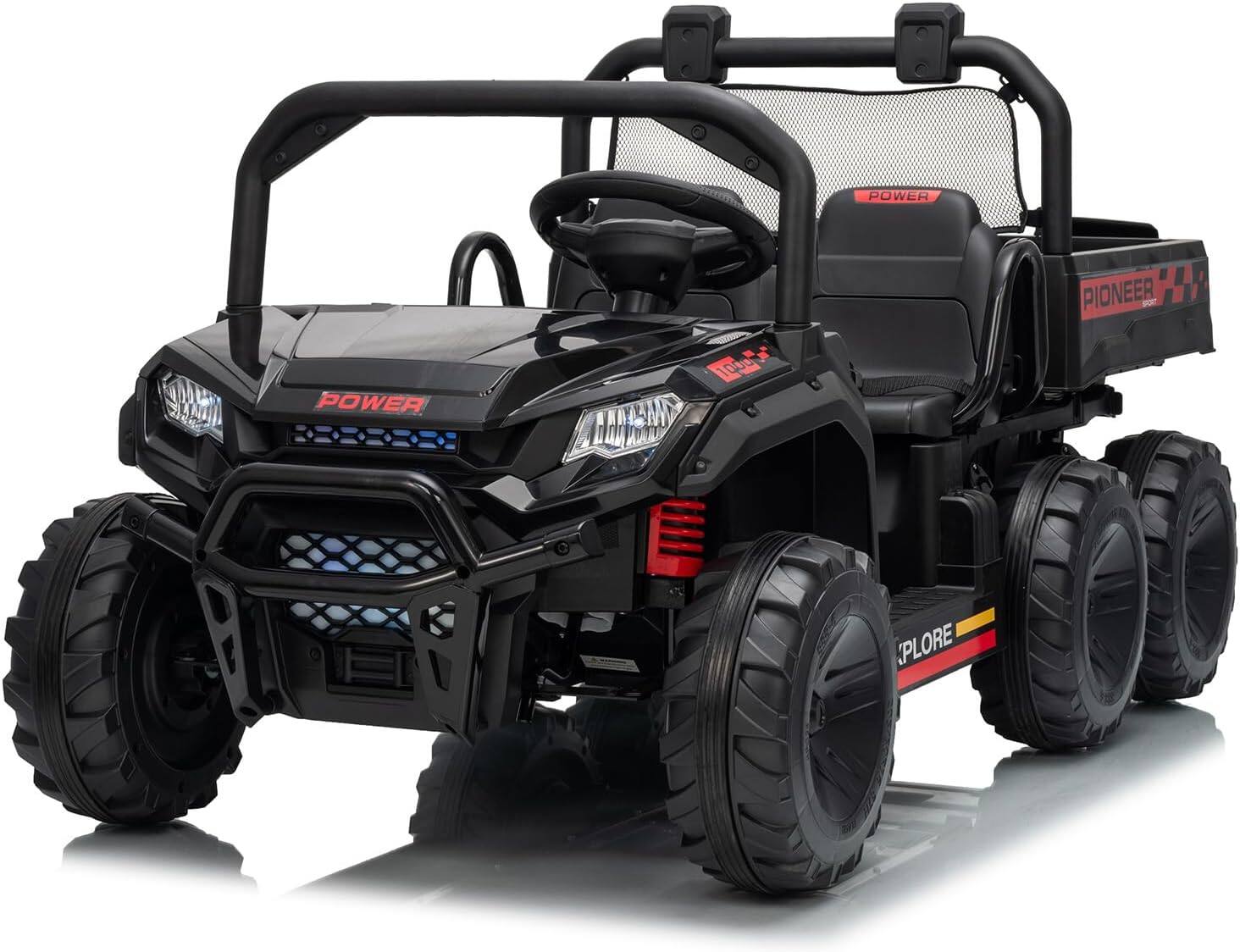 GARVEE - 24V 4WD Electric Dump Truck for Kids, 2-Seater Ride-on Toy with Parent Remote Control - Black