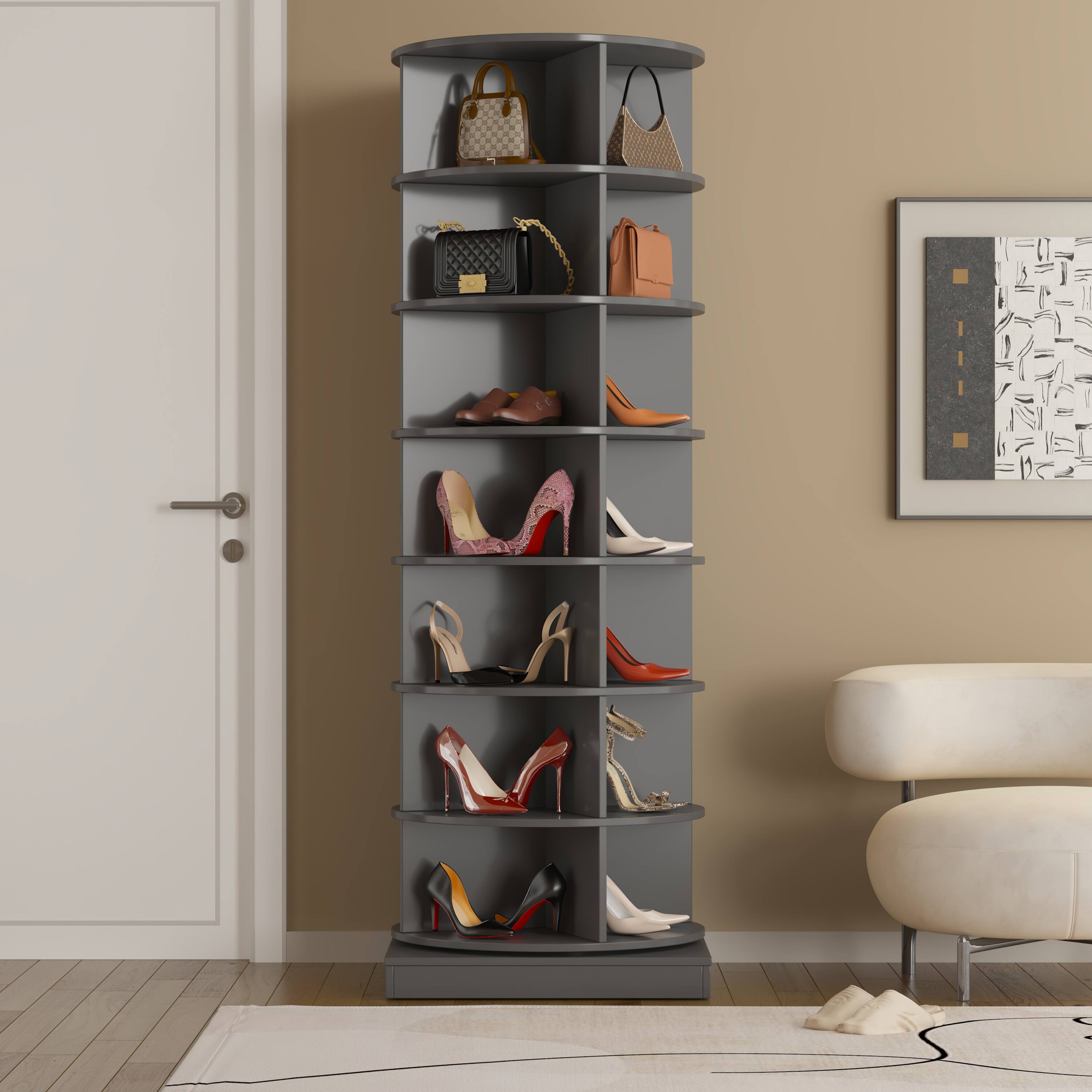 Alt View 2. Spaco - Spaco 7-Layer 360 Rotating Shoe Cabinet,Space Saving Shoe Storage Organizer,Freestanding Shoe Rack for Entryway Bedroom - Gray.
