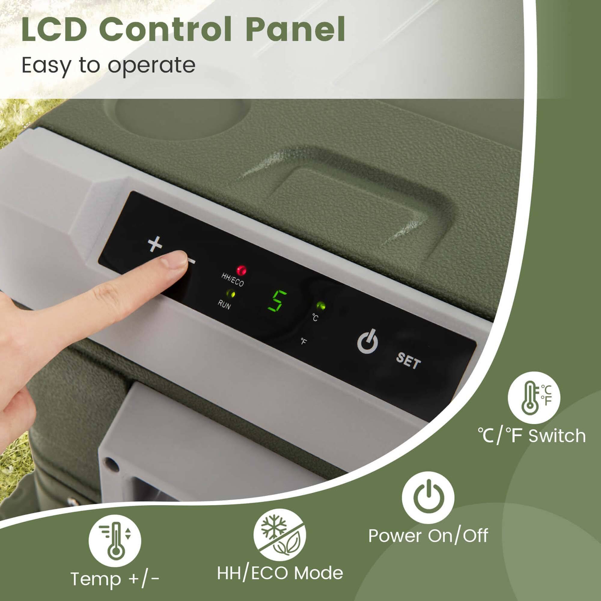 LCD Control Panel  
Easy to operate  

- Temp +/-  
- HH/ECO Mode  
- Power On/Off  
- °C/°F Switch  
- SET  
- RUN  
- HHIECO