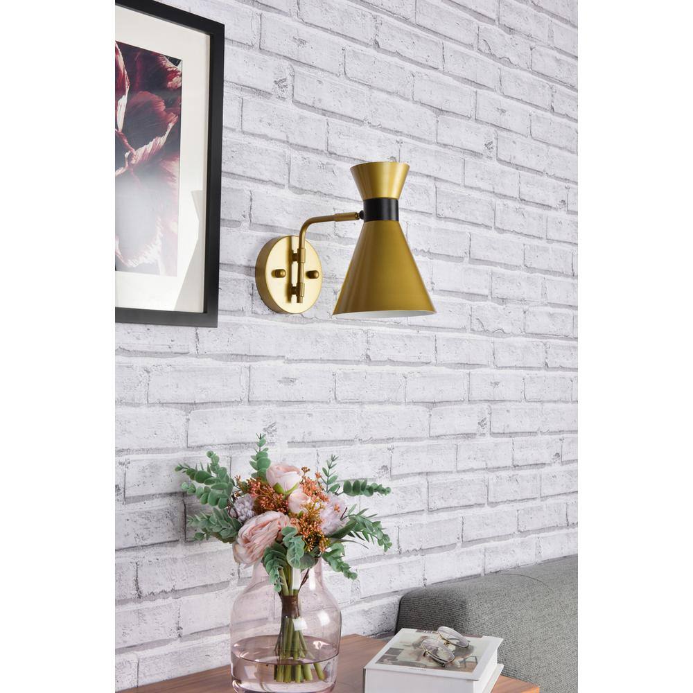 Left. Living District - Halycon 6 inch light brass wall sconce - Brass And Black.
