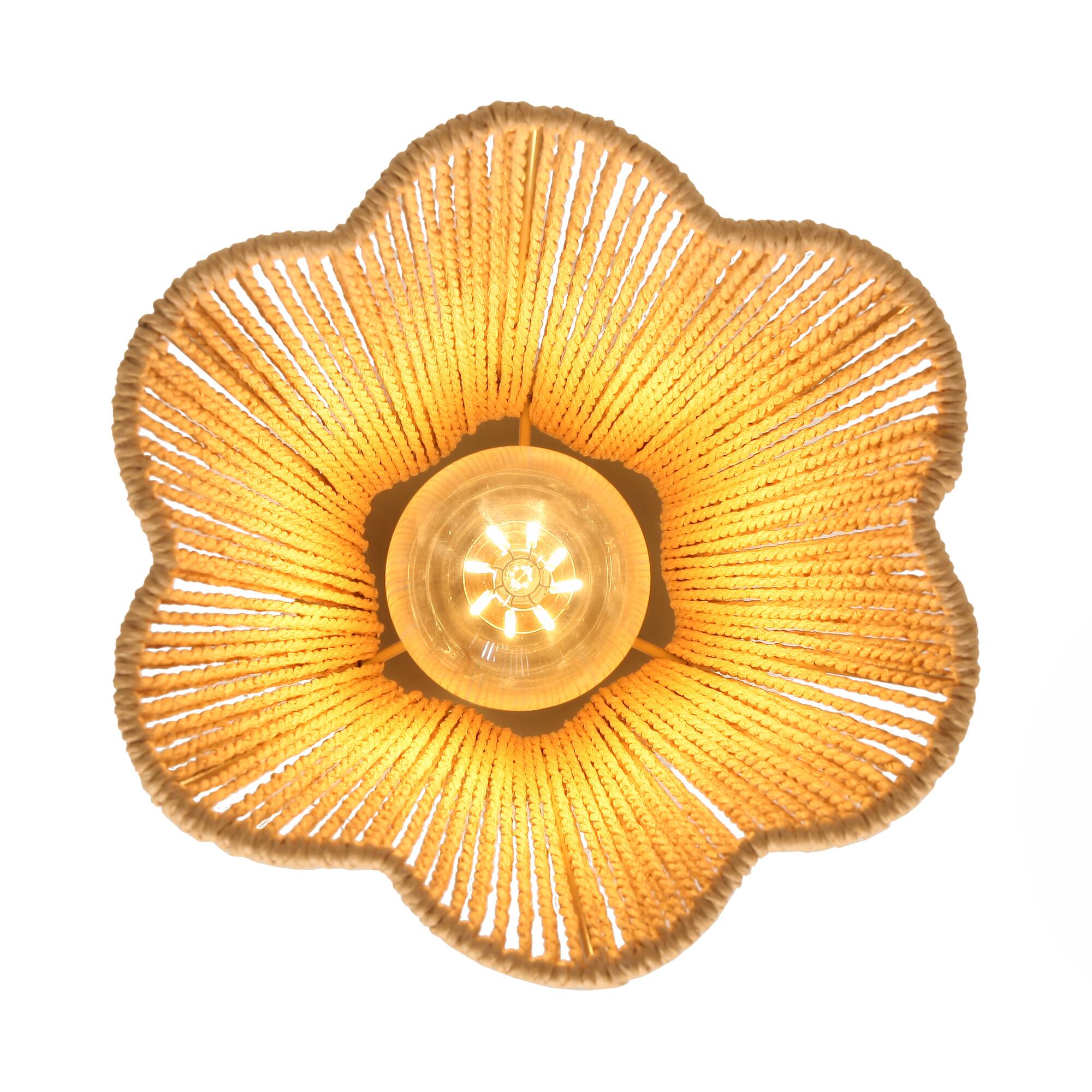 Alt View 2. Parrot Uncle - 7.3" Boho Copper Hemp Paper Rope Flush Mount Ceiling Light Fixture for Bedroom and Dining Room - Gold.