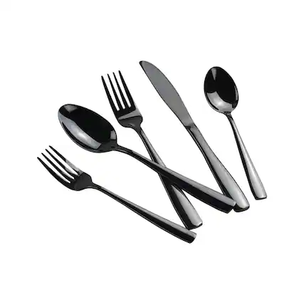 Front. Furno Fusion - Black Stainless Steel Cutlery Set - Black.
