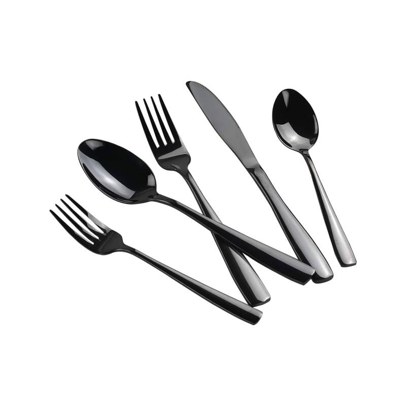 Front. Furno Fusion - Black Stainless Steel Cutlery Set - Black.