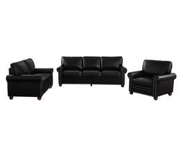 Roomtec - Living Room Sofa with Storage Sofa 123 Sectional Black Faux Leather - Black
