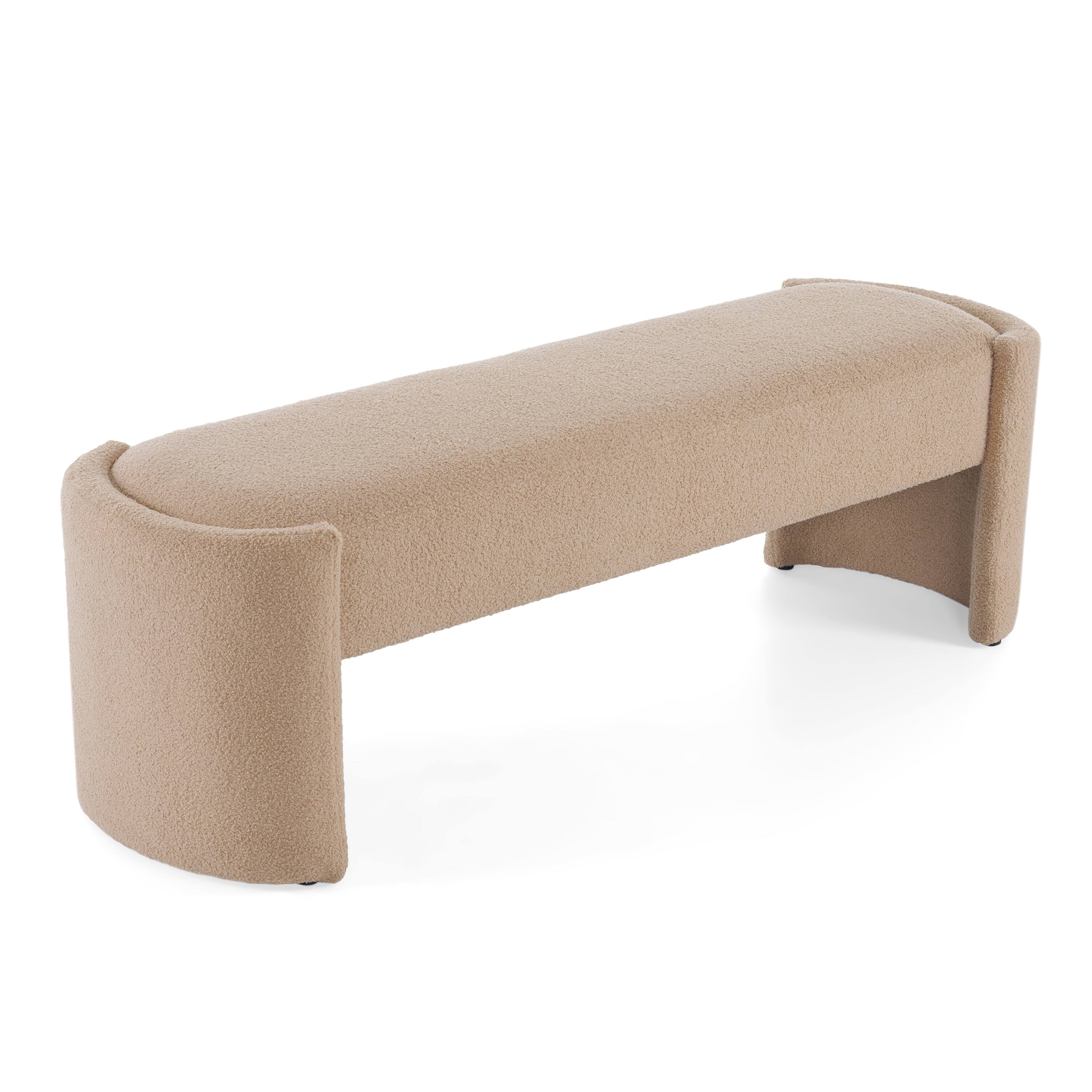 Alt View 1. GOODSILO - Elegant Long-Shaped Ottoman Bench with Minimalist Design for Versatile Living Room and Bedroom Seating - Light Camel.