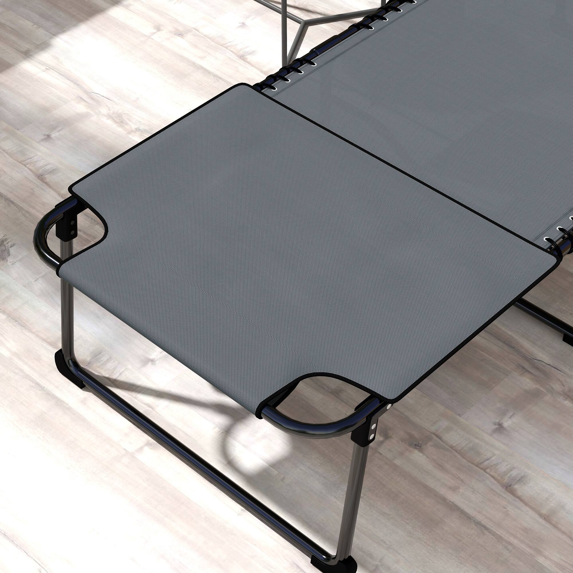 Alt View 8. Outsunny - 2 Piece Folding Chaise Lounge with 5-level Reclining Back, Tanning Chair with Face Hole, Outdoor Lounge Chair - Gray.