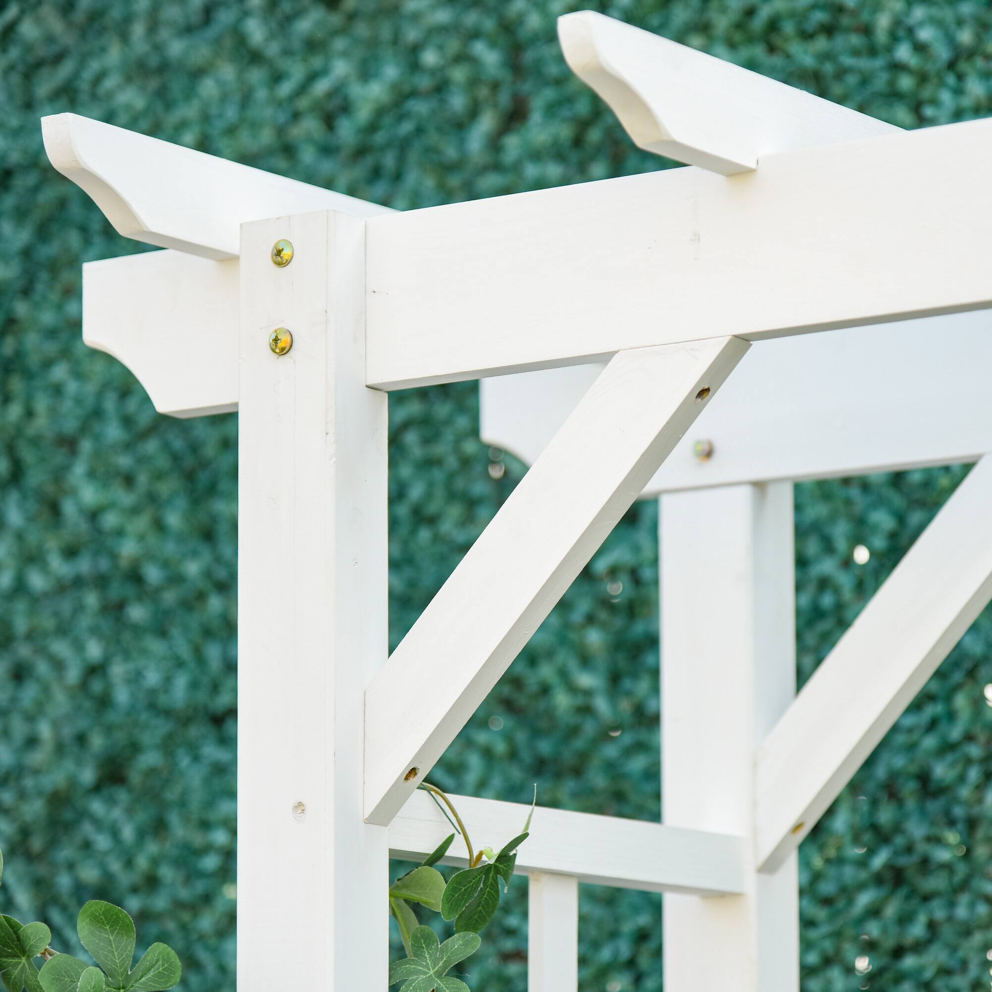 Alt View 7. Outsunny - 85" Wooden Garden Arbor for Wedding and Ceremony, Outdoor Garden Arch Trellis for Climbing Vines - White.