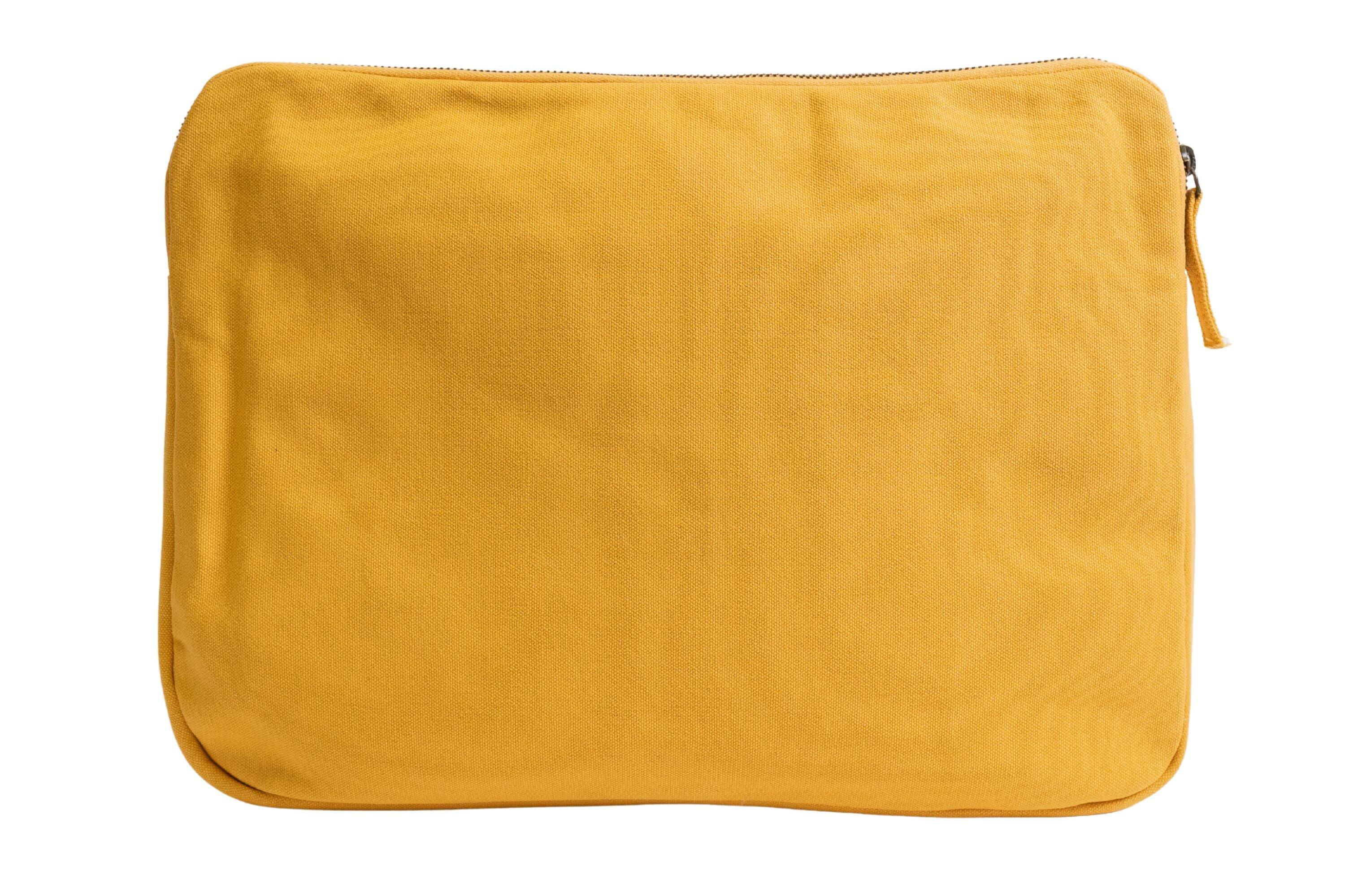 Back. Terra Thread - Organic Cotton Laptop Sleeve 15 inches - Mustard Yellow.