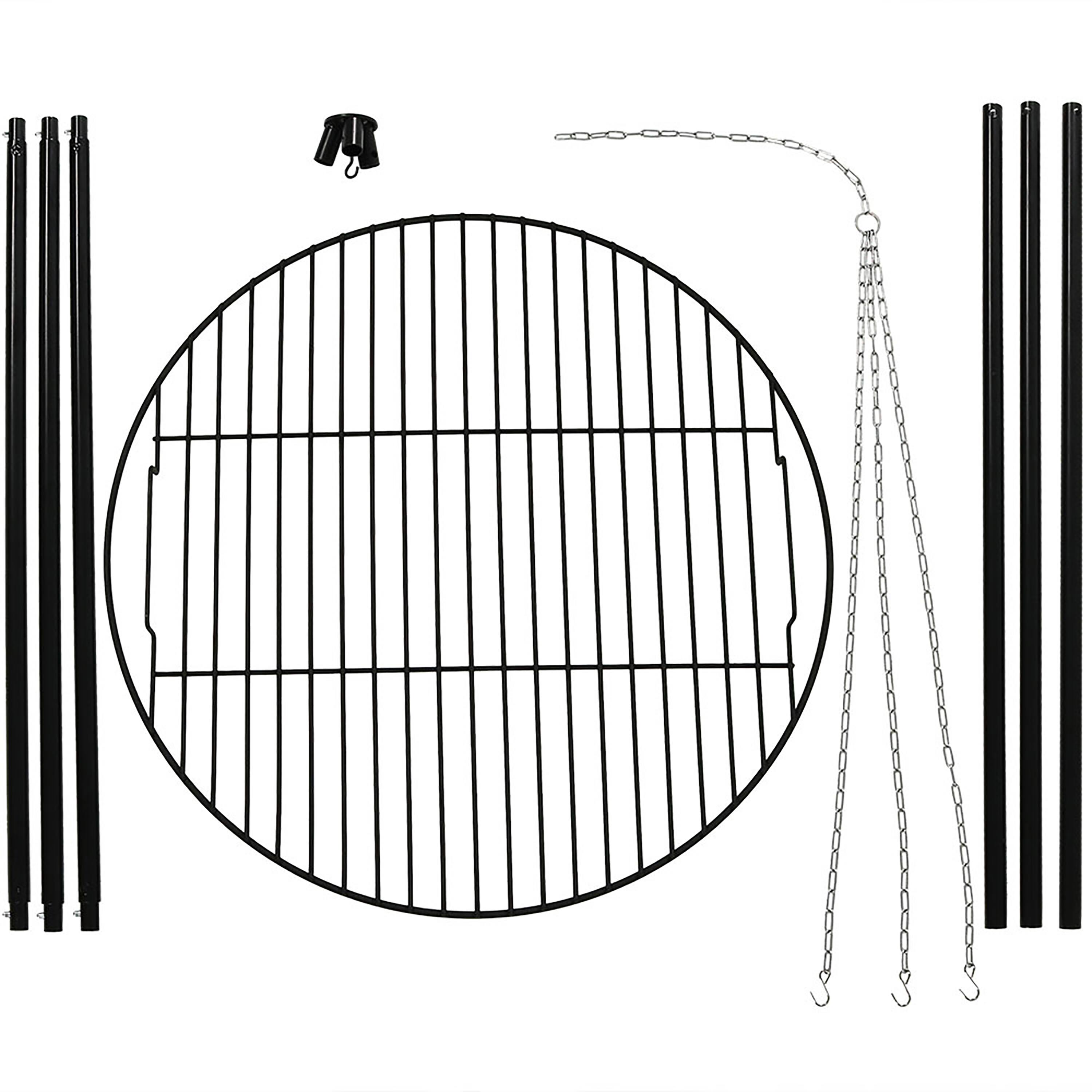 Alt View 10. Sunnydaze - Powder-Coated Steel Fire Pit Tripod Grilling Set for Cooking - Black.