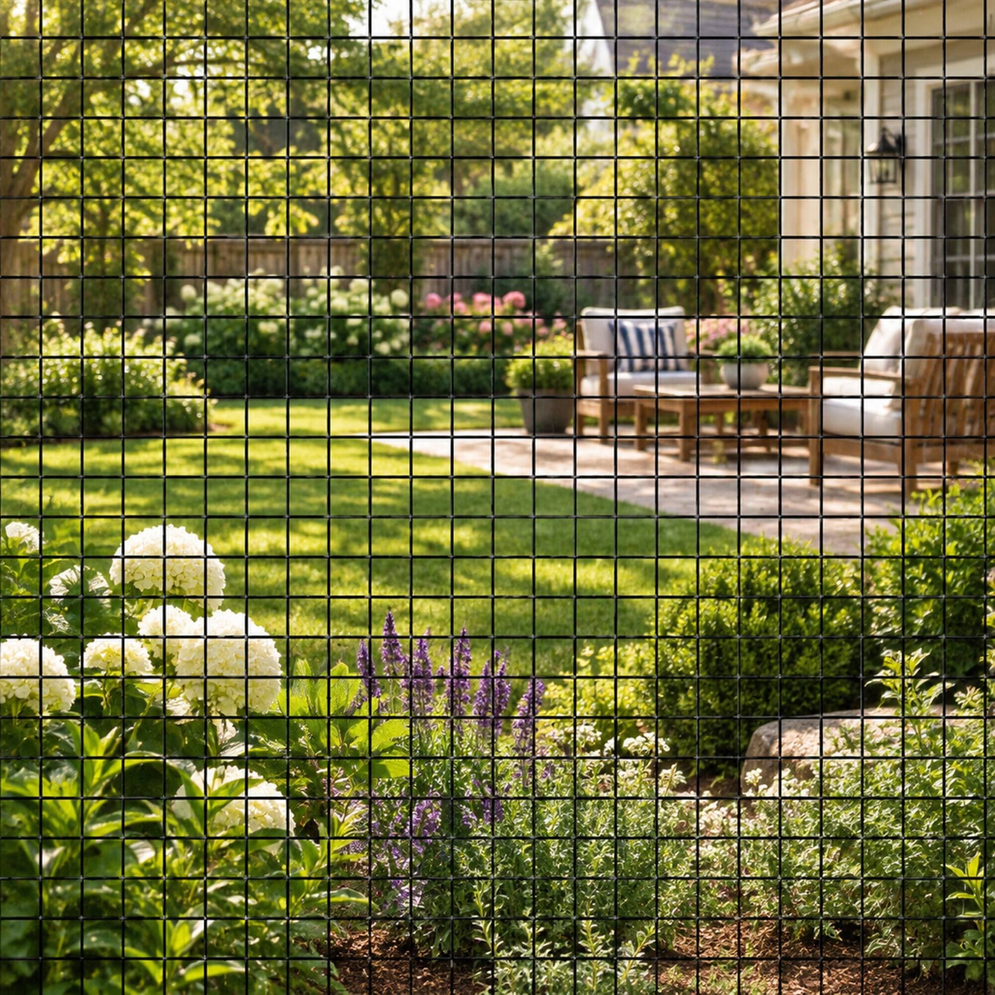 Alt View 3. RYHNUYNE - 36 in x 50 ft Black Vinyl Coated Hardware Cloth, 2 in x 3 in Mesh, 16 Gauge Welded Wire Fencing for Garden and Chicken - Black.