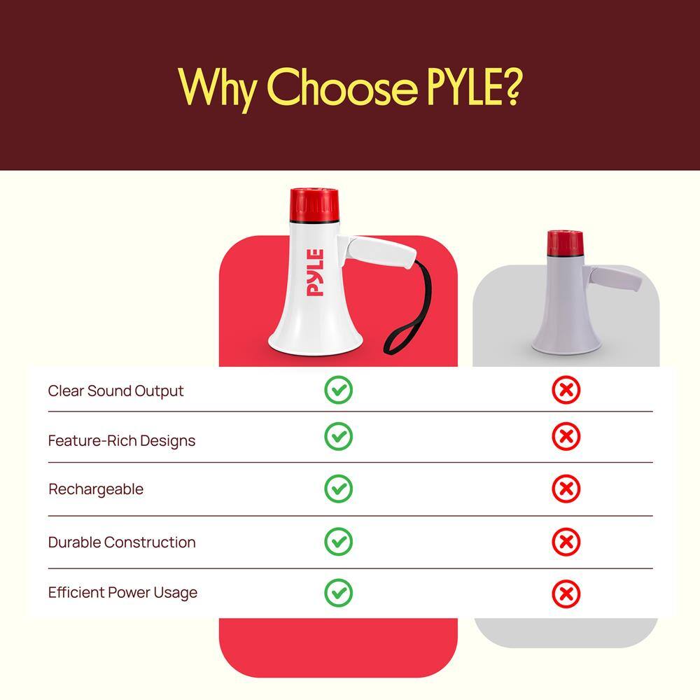 Why Choose PYLE?  
- Clear Sound Output  
- Feature-Rich Designs  
- Rechargeable  
- Durable Construction  
- Efficient Power Usage