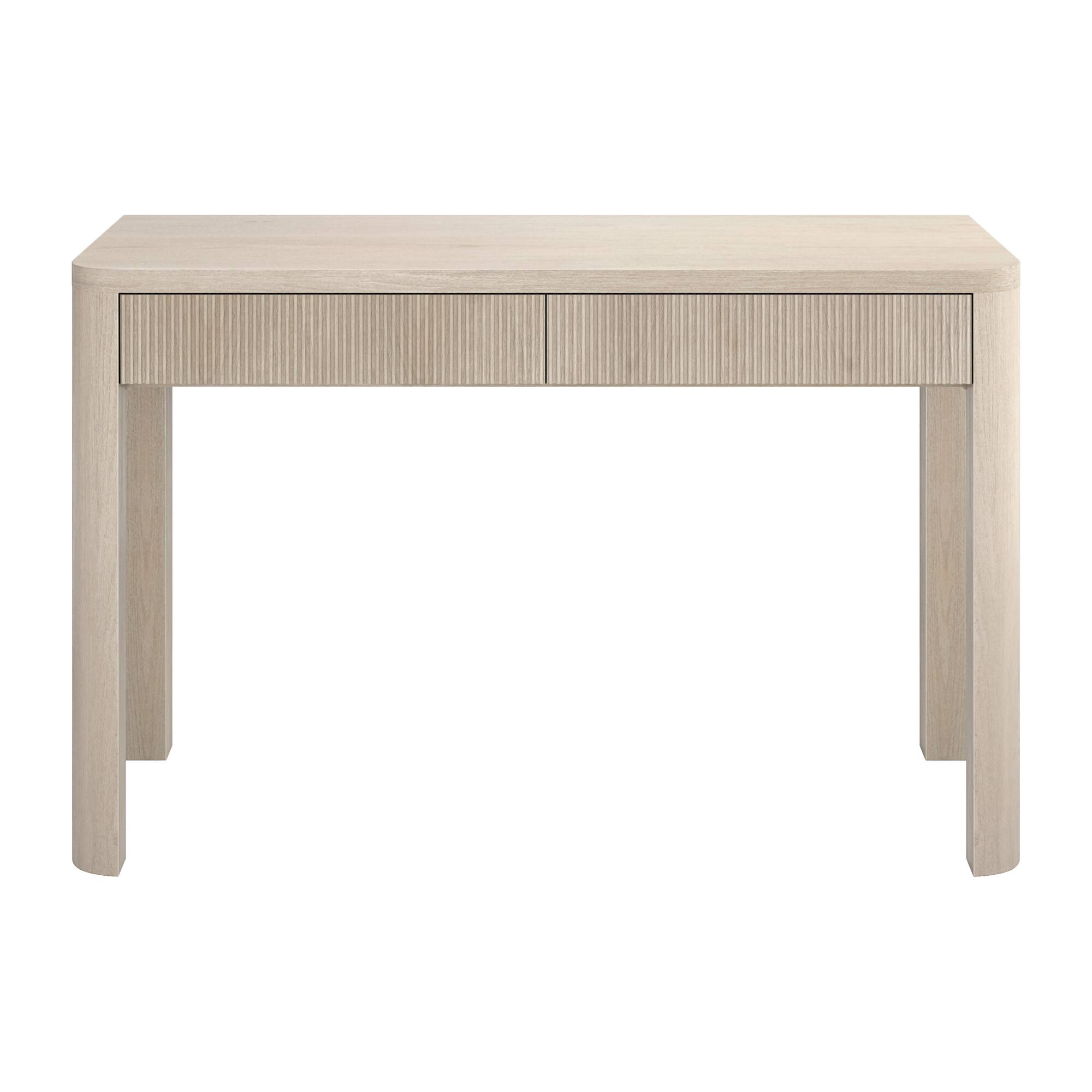Alt View 1. Hudson&Canal - Mendoza 48" Wide Rectangular Fluted Desk - Alder White.