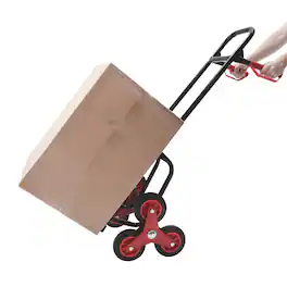 Glintex - Folding Stair Climbing Dolly, Manual Truck Heavy-Duty Stair Climbing Hand Truck Trolley,Telescoping Handle and 6 Wheels - Black+Red