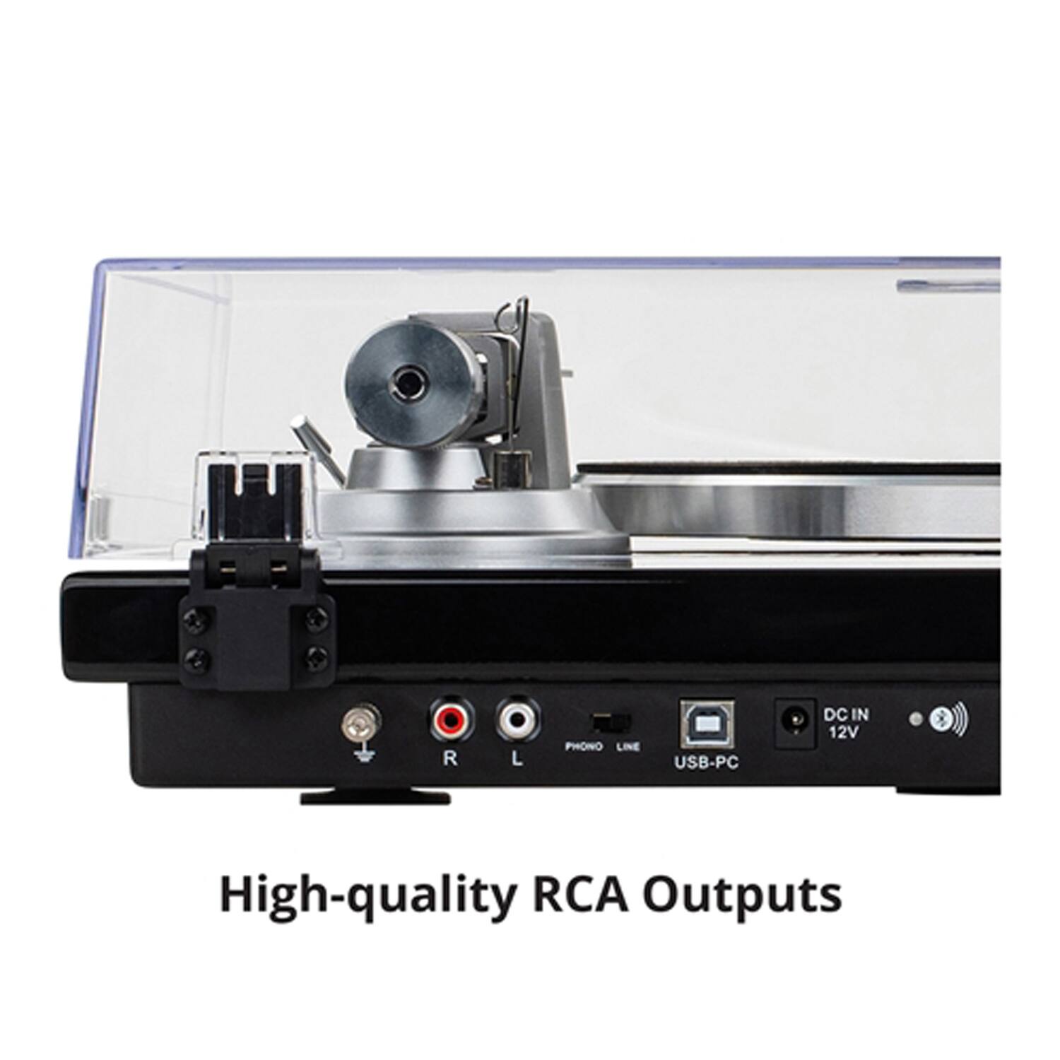 R L PHONO LINE USB-PC DC IN 12V High-quality RCA Outputs